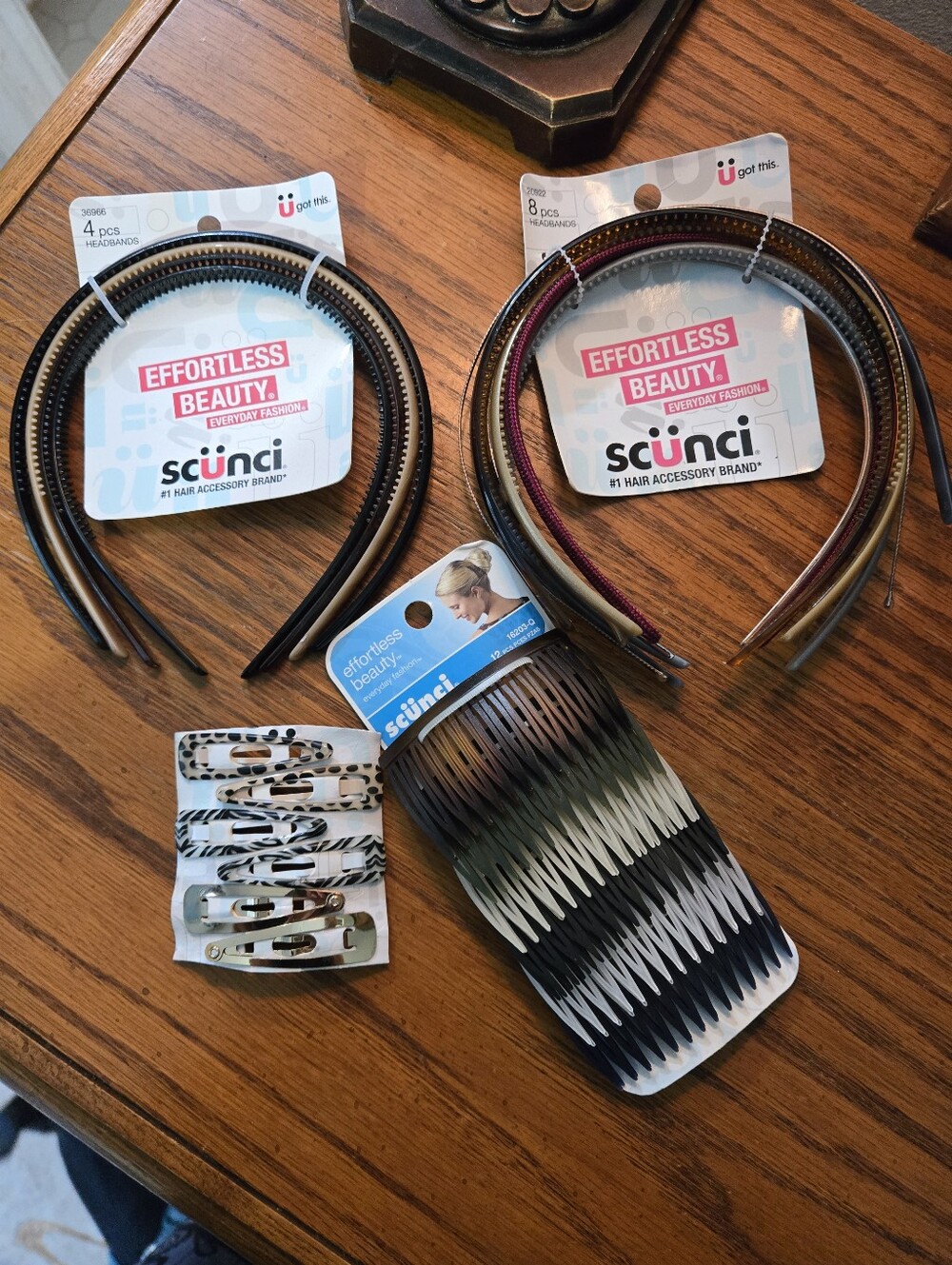 Womens Black and Brown Hairbands & Clips Set